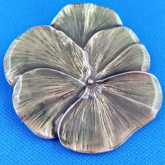 Green enamel pansy pin Danforth Pewter 1995 - Picture 2 of 4